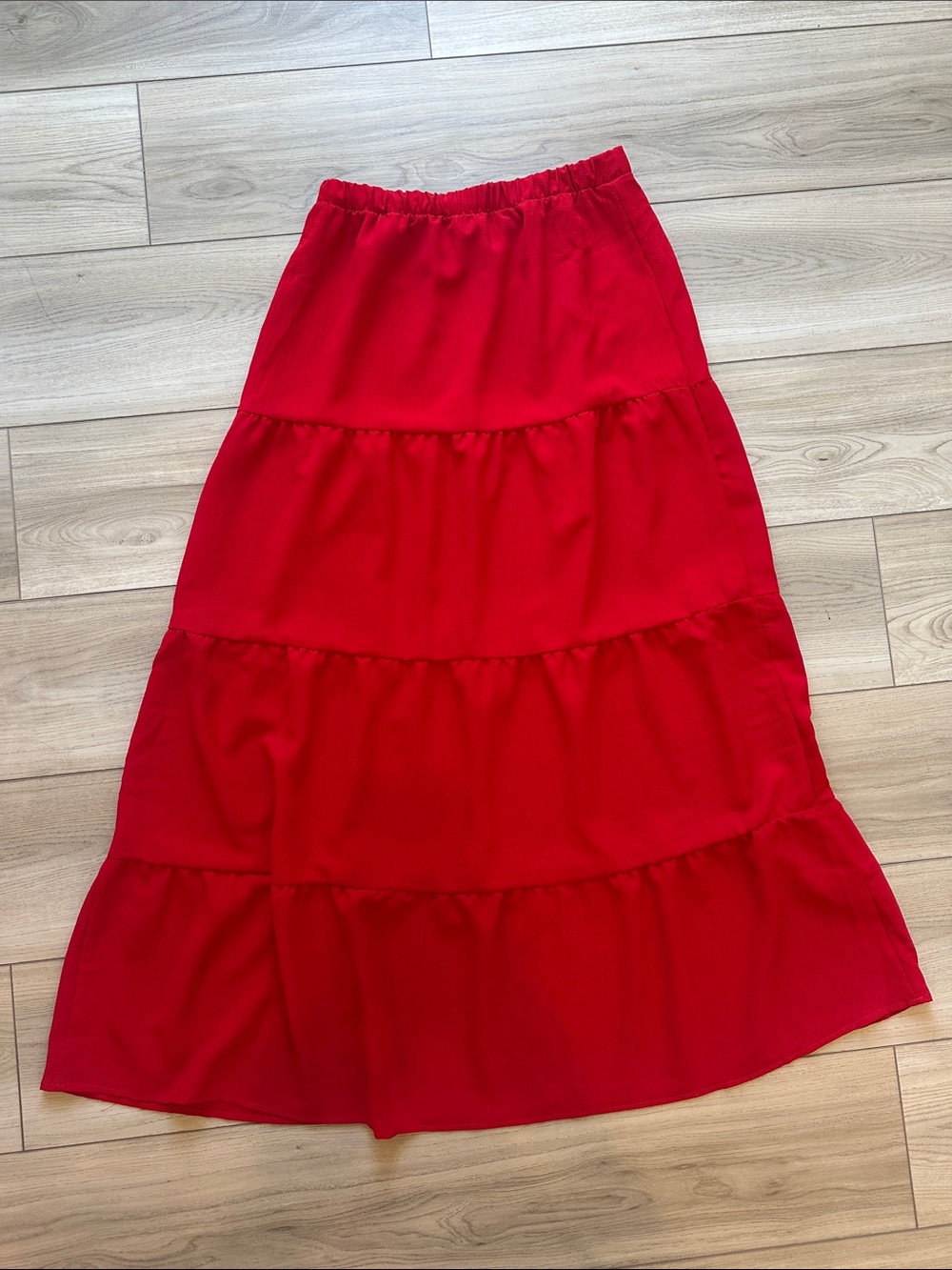 Women's Tiered Maxi Skirt in Red